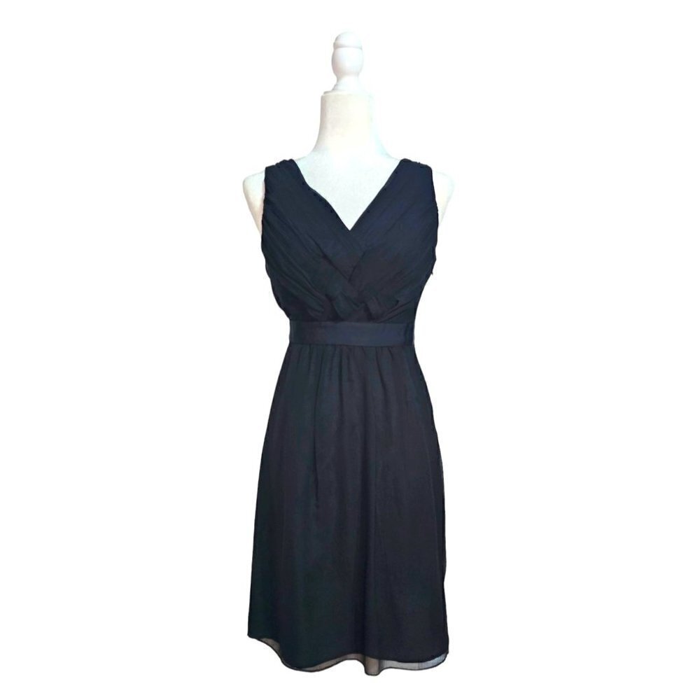 Banana Republic NWT black 100% silk flowy mini crisscross front dress size 0